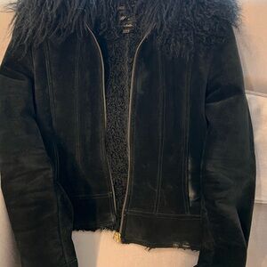 Mango Black Suede Women's Jacket size S fits like XS